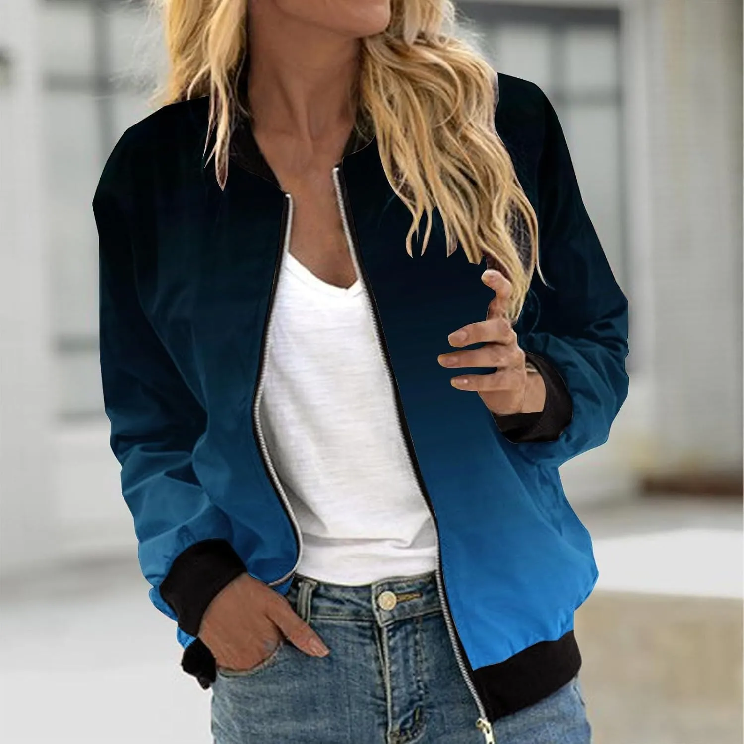 Women's Bomber Jacket Casual Coat Thin Pocket Jacket Blouse Coat Baseball Top Women's Baseball Jacket Floral Fall