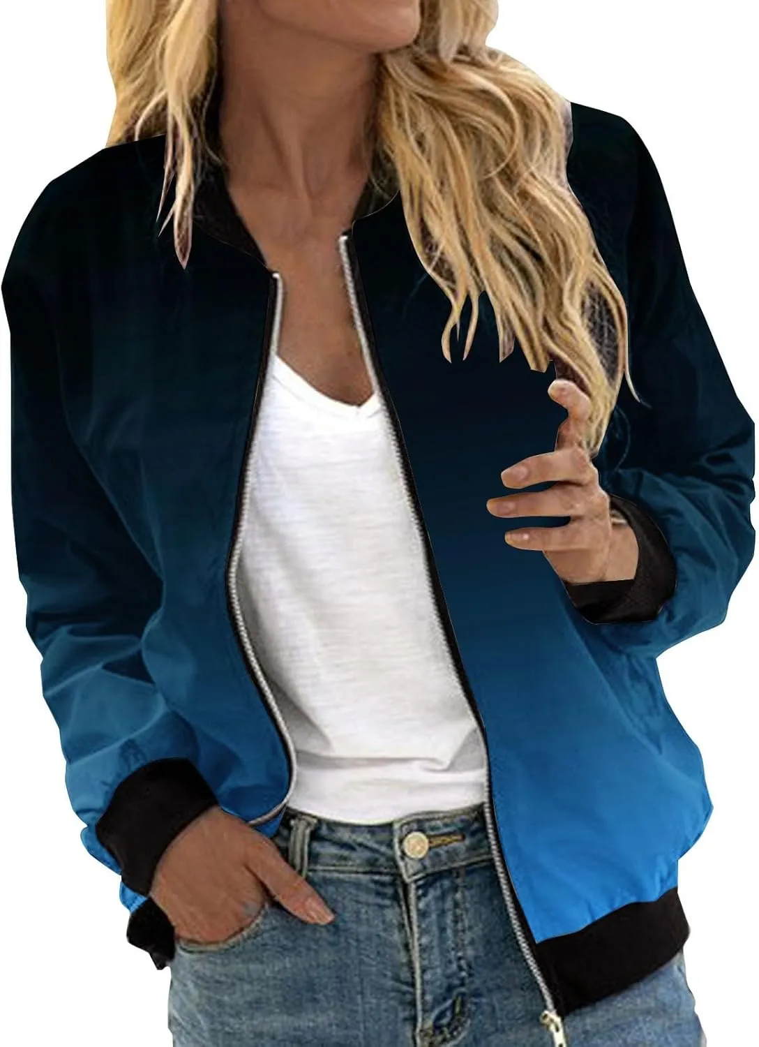 Women's Bomber Jacket Casual Coat Thin Pocket Jacket Blouse Coat Baseball Top Women's Baseball Jacket Floral Fall