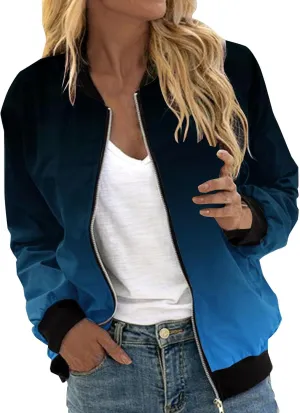 Women's Bomber Jacket Casual Coat Thin Pocket Jacket Blouse Coat Baseball Top Women's Baseball Jacket Floral Fall