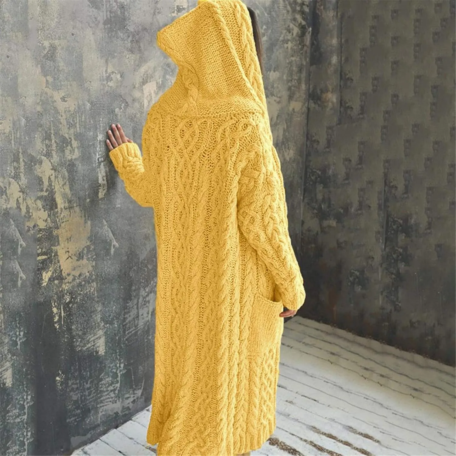 Women's Cardigans Sweater Open Front Casual Button Down Coat Oversize Chunky Knit Sweater Outwear with Pocket