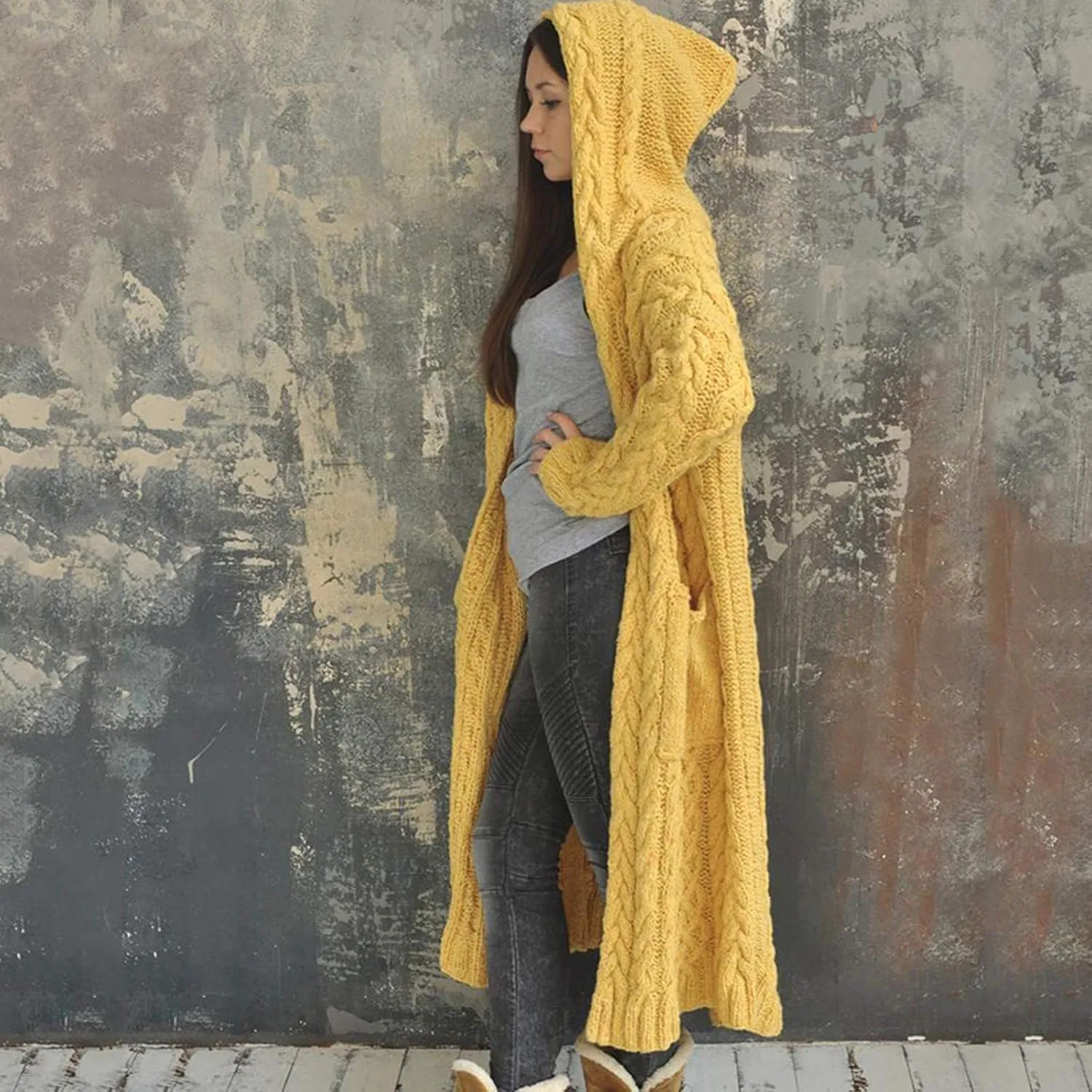 Women's Cardigans Sweater Open Front Casual Button Down Coat Oversize Chunky Knit Sweater Outwear with Pocket