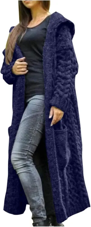 Women's Cardigans Sweater Open Front Casual Button Down Coat Oversize Chunky Knit Sweater Outwear with Pocket