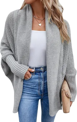 Women's Casual Lightweight Open Front Cardigans Soft Long Sleeve Cardigan Knit Outwear(S-2XL)