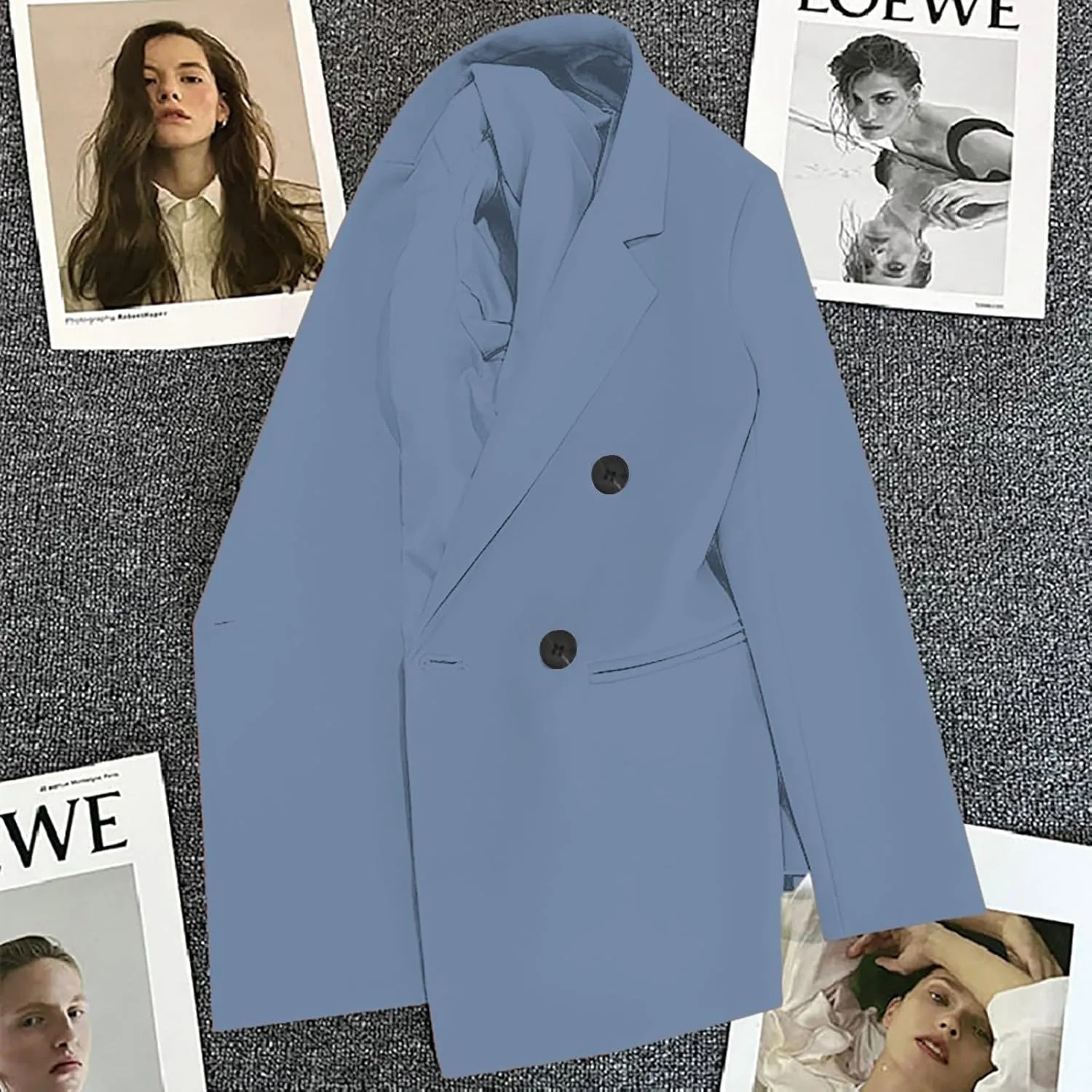 Womens Casual Long Sleeve Blazers Fall Trendy Lapel Button Jackets Casual Solid Color Open Front Work Office Jackets