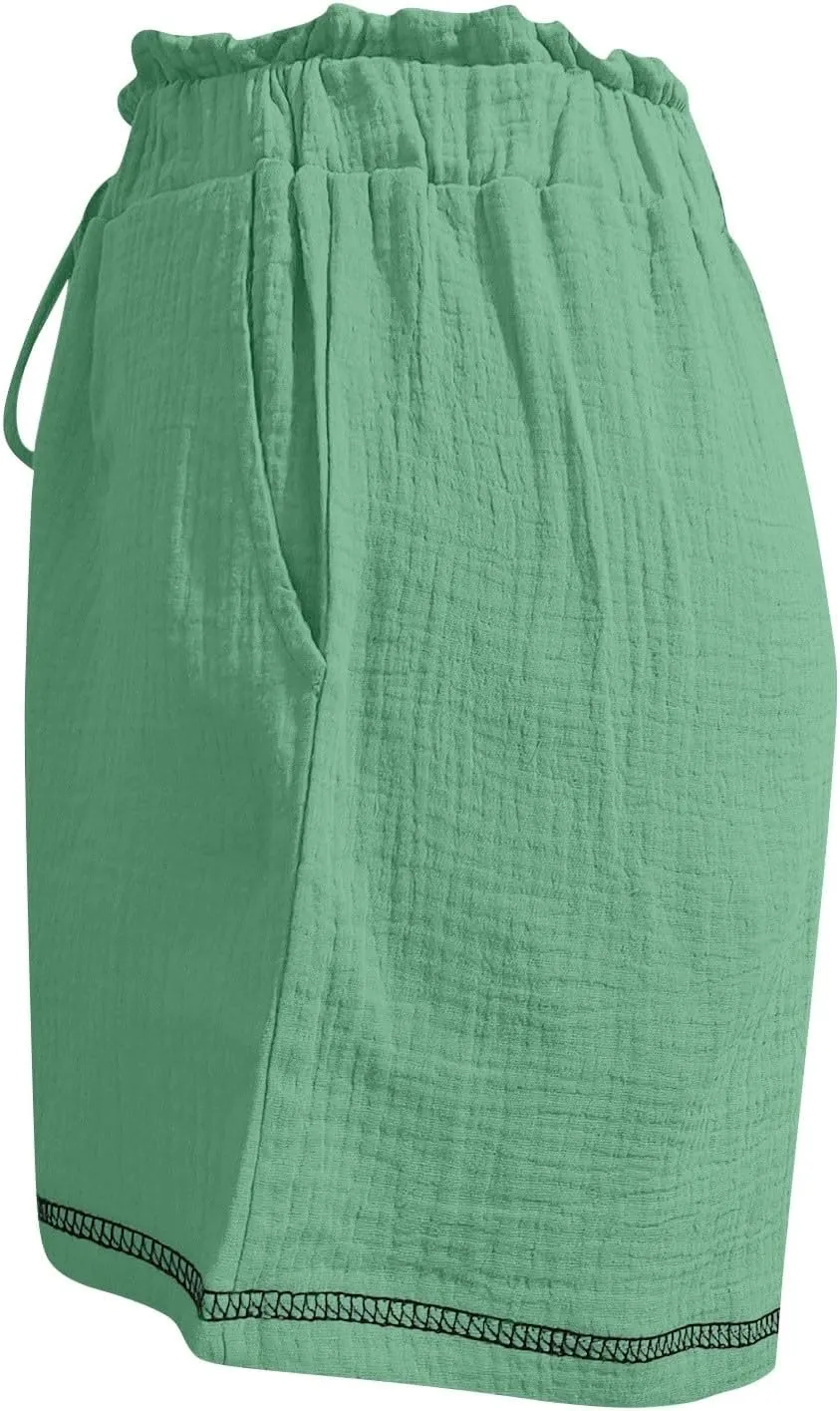 Womens Casual Shorts High Waisted 2024 Fashion Beach Vacation Shorts Cute Comfy Loose Summer Shorts with 2 Pockets