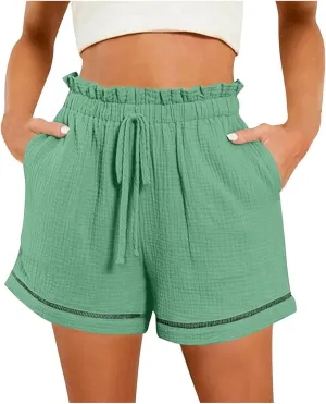 Womens Casual Shorts High Waisted 2024 Fashion Beach Vacation Shorts Cute Comfy Loose Summer Shorts with 2 Pockets