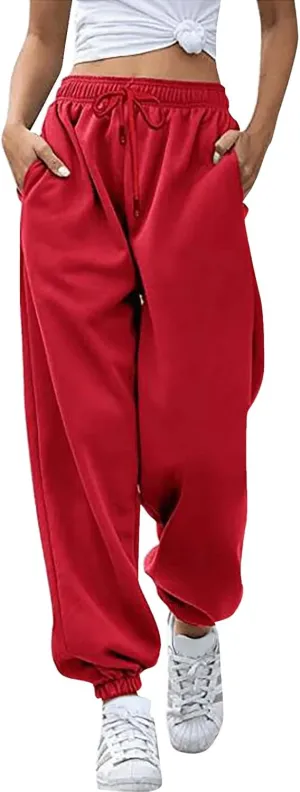 Women's Cinch Bottom Sweatpants Sporty Gym Athletic Joggers Pants Workout High Waisted Lounge Track Pants with Pocket