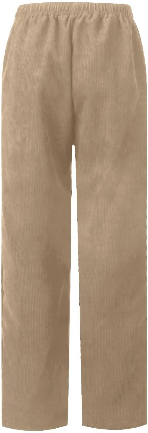 Womens Corduroy Pants Soft Drawstring High Waisted Wide Leg Pants Casual Baggy Cropped Lounge Pants with Pockets