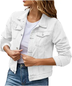 Women's Denim Jackets Button Up Long Sleeve Basic Trucker Jackets 2024 Fall Trendy Cardigan Coat with Pockets