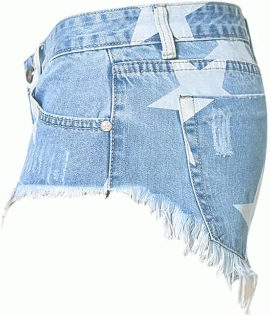 Womens Embroidered Floral Denim Shorts Slim High Rise Plus Size Raw Edge Hem Stretch Jean Shorts