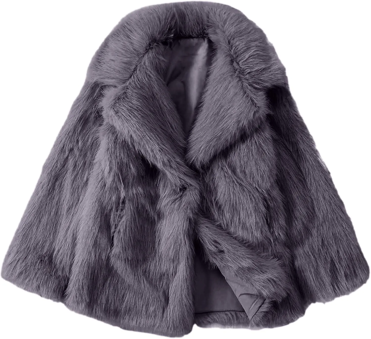 Womens Faux Coat Winter Shaggy Casual Oversized Lapel Jackets Warm Fuzzy Outerwear Long Lined Trench Coat