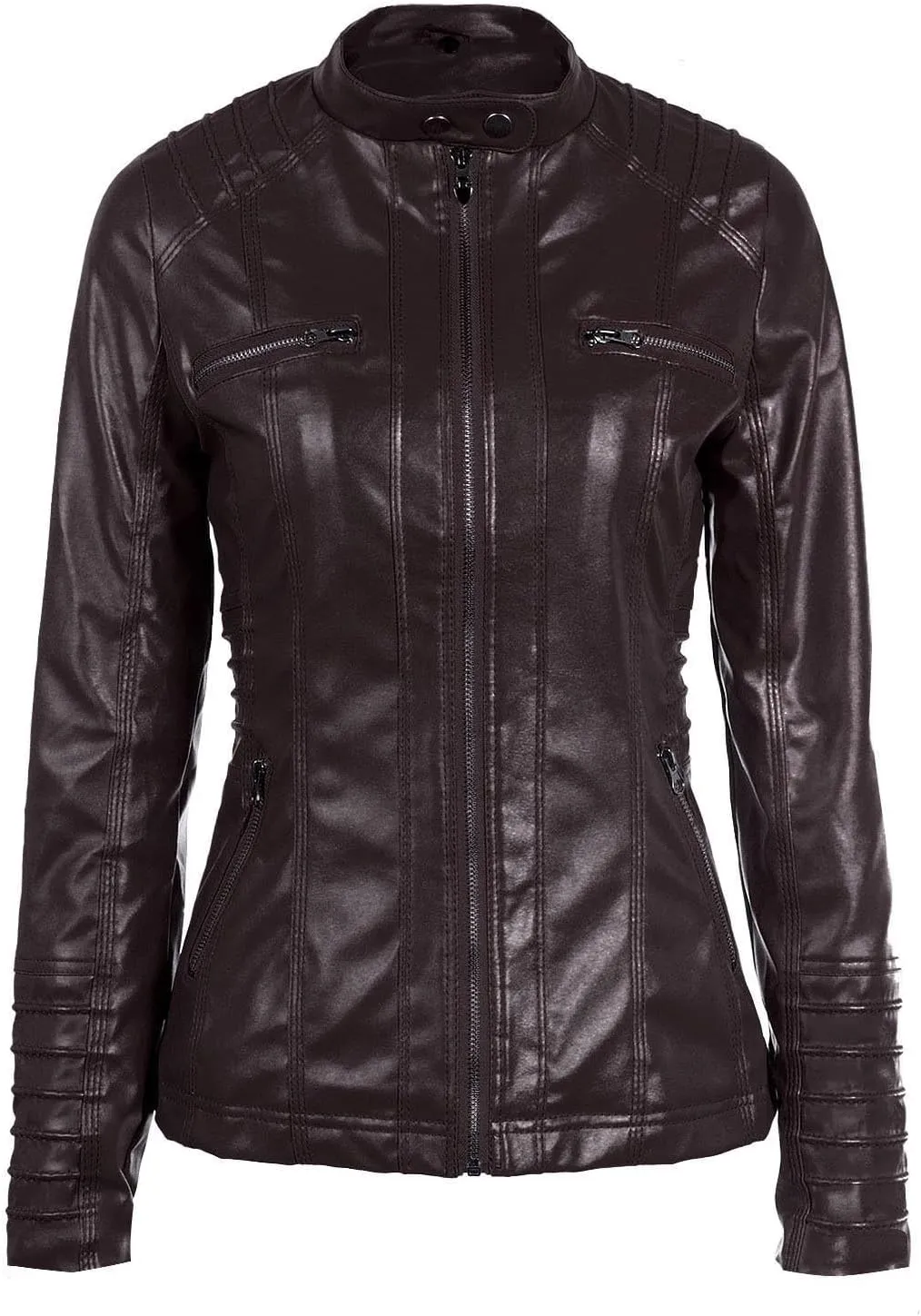 Women's Faux Leather Jackets Zip Up Motorcycle Jacket Pu Moto Biker Plus Size Outwear Fitted Slim Coat Lightweight