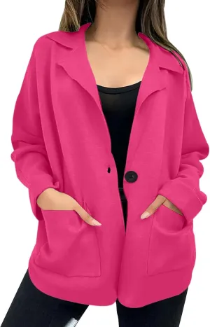 Women's Faux Suede Jackets Fall Clothes Winter Long Sleeve Open Front Cropped Coat Casual Outwear With Pocket 2024