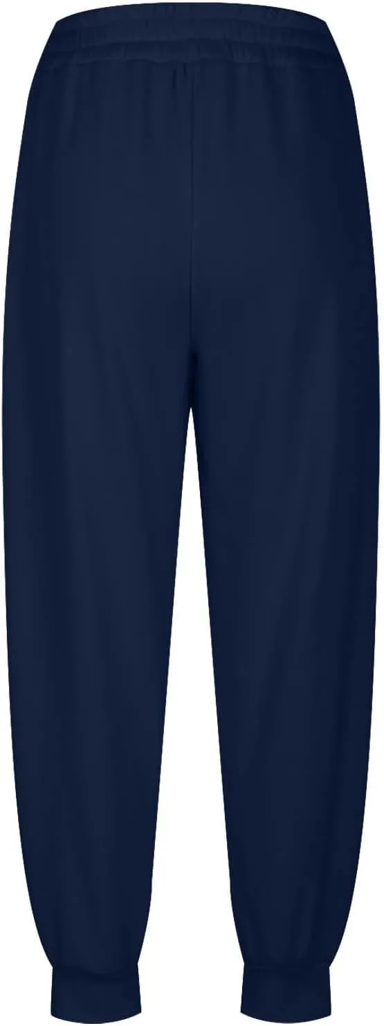 Womens Fleece Lined Baggy Cinch Bottom Sweatpants Sport Solid Color Yoga with Pockets Trousers Loose Fit Casual Soft