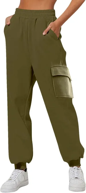 Women's Fleece Lined Joggers Water Resistant High Waisted Sweatpants Winter Warm Pant Thermal Running Hiking Pants