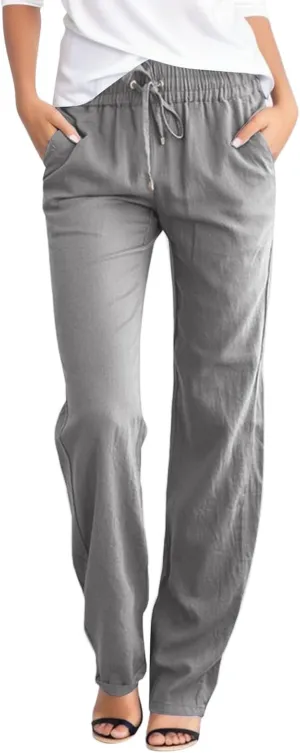 Women's Fleece Lined Joggers Wide Leg Yoga Pants Sweatpants Casual Loose Lounge Comfy Baggy Trousers with Pockets