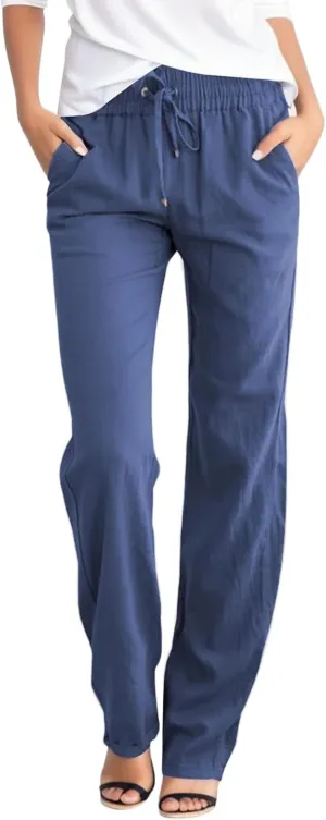 Women's Fleece Lined Joggers Wide Leg Yoga Pants Sweatpants Casual Loose Lounge Comfy Baggy Trousers with Pockets