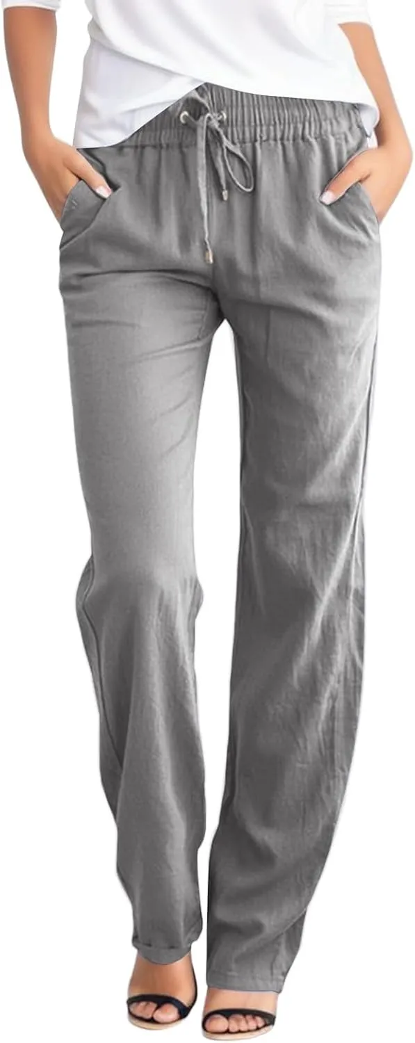 Women's Fleece Lined Joggers Wide Leg Yoga Pants Sweatpants Casual Loose Lounge Comfy Baggy Trousers with Pockets