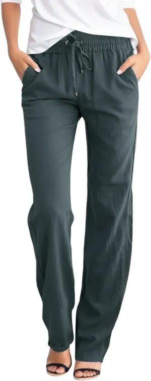 Women's Fleece Lined Joggers Wide Leg Yoga Pants Sweatpants Casual Loose Lounge Comfy Baggy Trousers with Pockets
