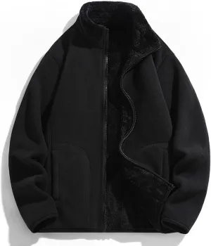 Womens Fuzzy Fleece Jacket Oversized Sherpa Zip Up Stand Collar Sweatshirts Solid Color Casual Winter Warm Outwear