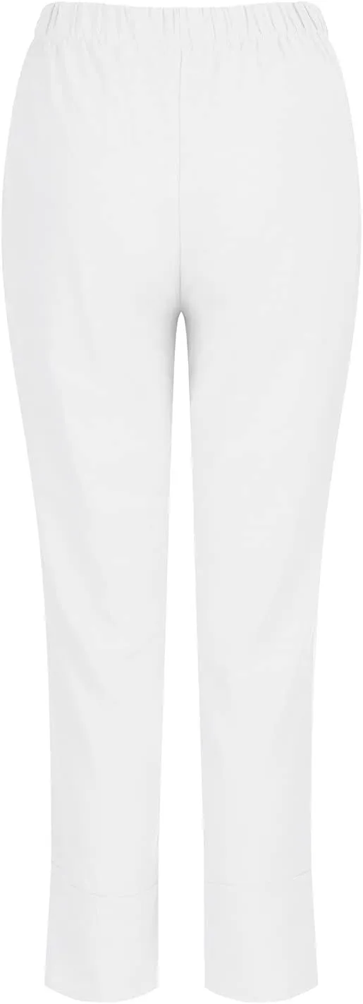 Women's High Elastic Waist Pleated Loose Chiffon Wide Leg Capri Pants Culottes Casual Pleated Plain Long Palazzo Pants