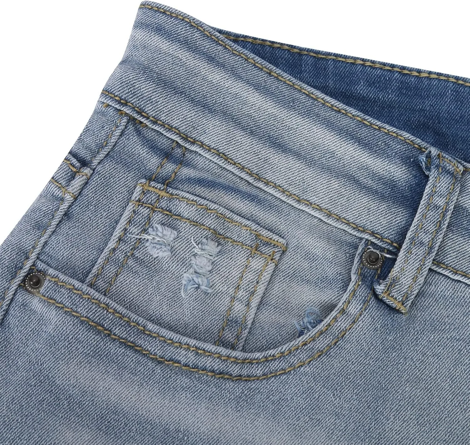 Womens High-Rise Cutoff Jean Short Stretchy Casual Sexy Distressed High Waisted Ripped Frayed Denim Hot Shorts Summer