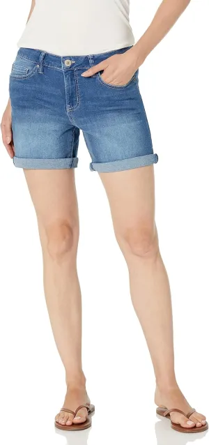 Women's High Rise Tummy Control Rolled Cuff Shorts, Medium Blue, 14