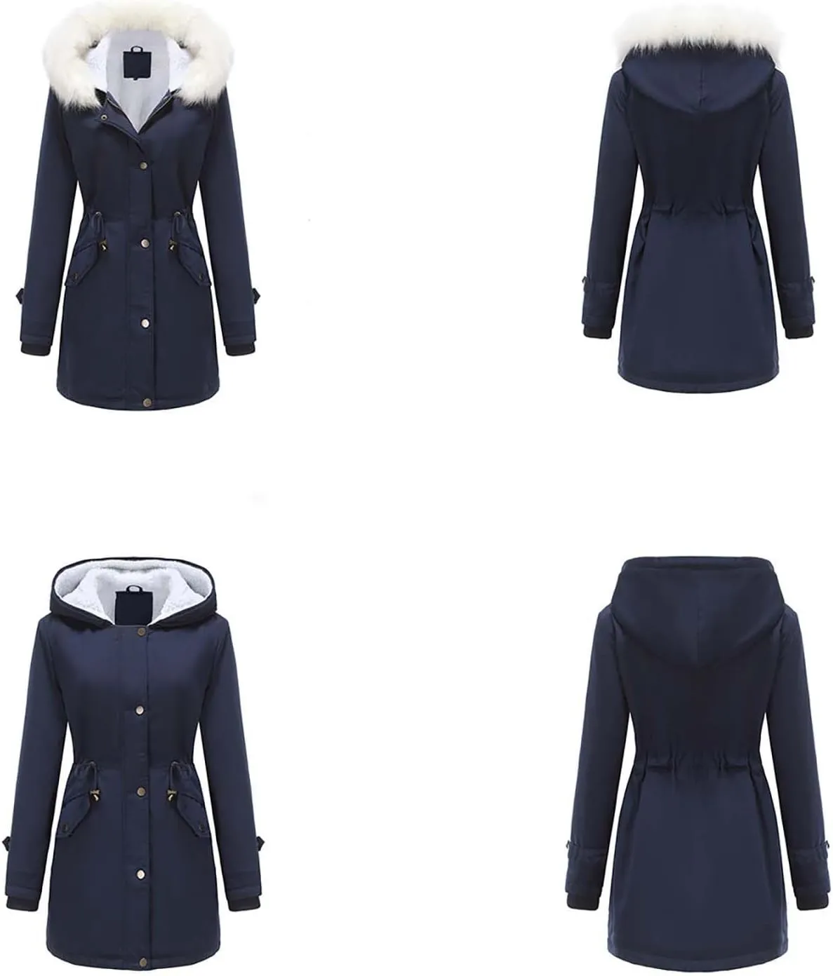 Women's Hooded Winter Coat Waterproof Warm Puffer Jacket Parka Faux Lamb Wool Lined Sherpa Thicken Jacket Outerwear