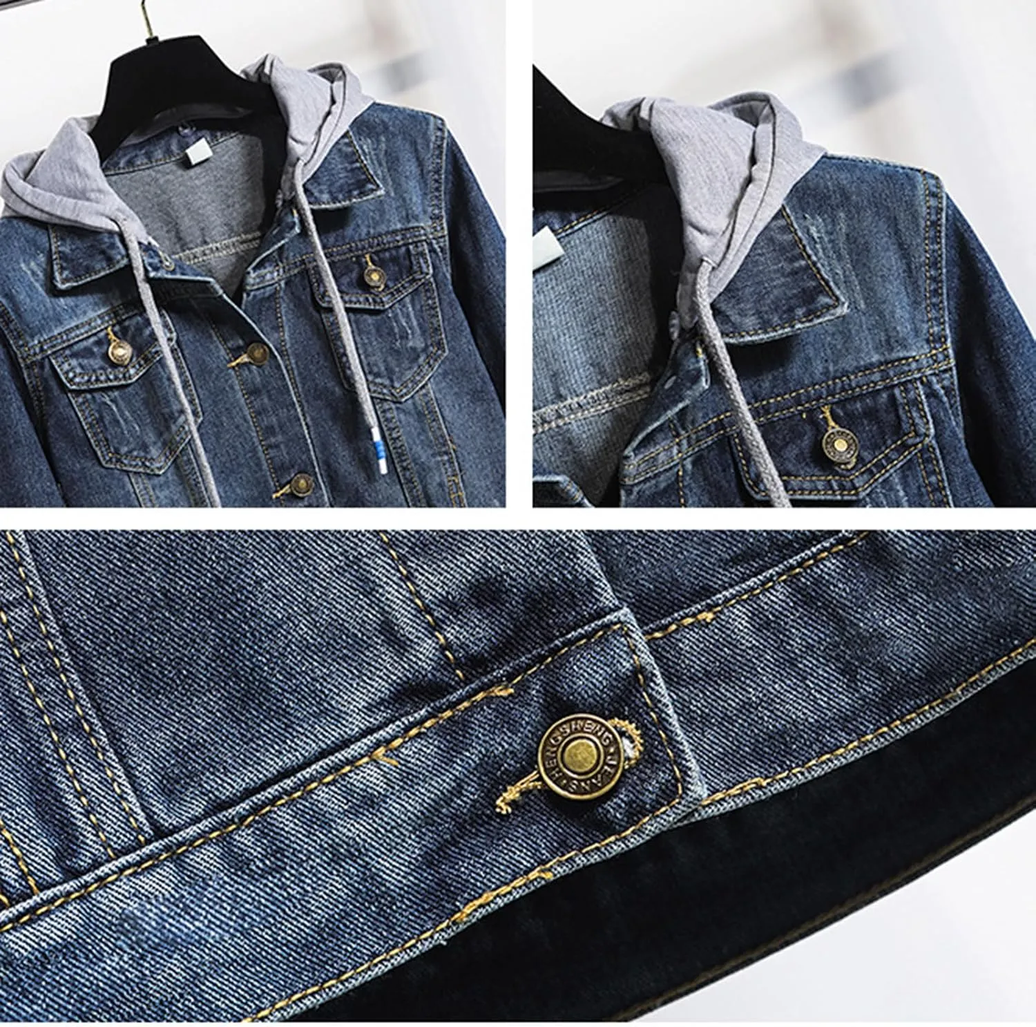 Women's Jean Jacket Lightweight Cropped Denim Jacket Wash Short Trucker Coat Casual Long Sleeve Button Down Outwear