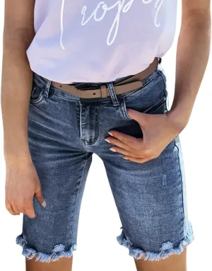 Women's Jean Shorts High Waisted Denim Shorts 2024 Casual Summer Jeans Distressed Denim Jean Shorts Ripped Jeanshorts