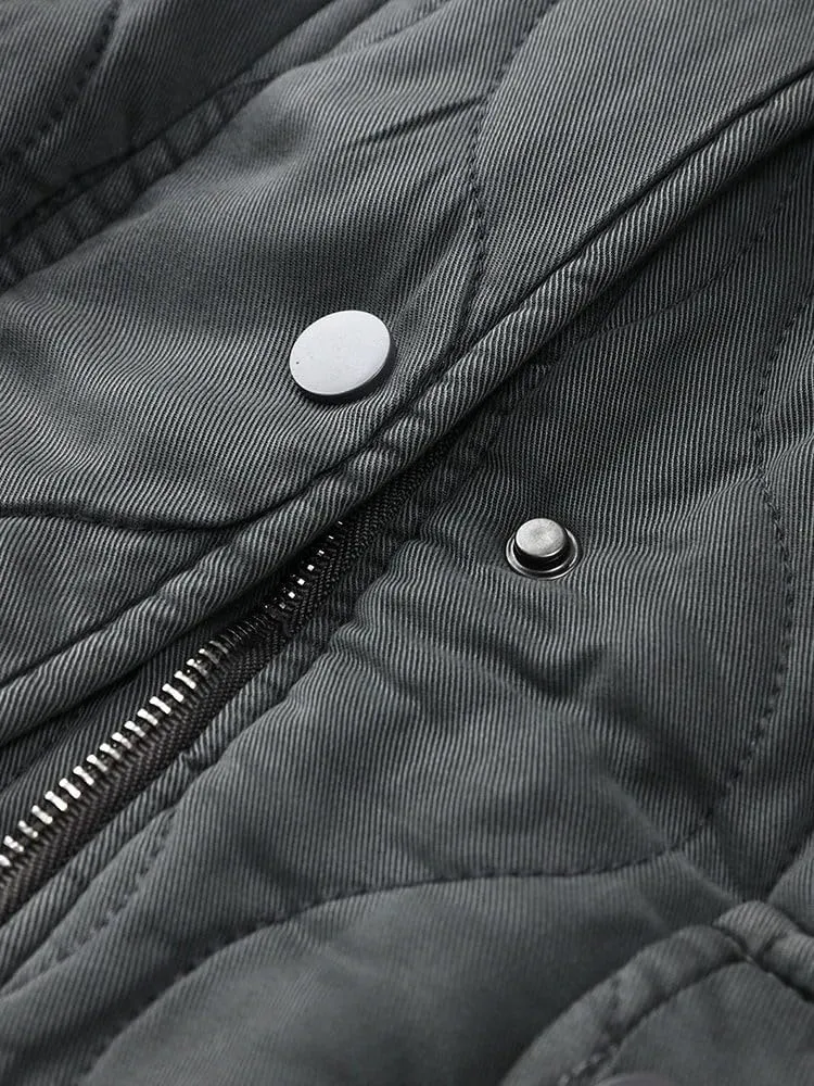Womens Long-Sleeve Hooded Puffer Coat Jacket Loose Pocket Cotton Jacket Womens Winter Jacket Women Winter Jacket