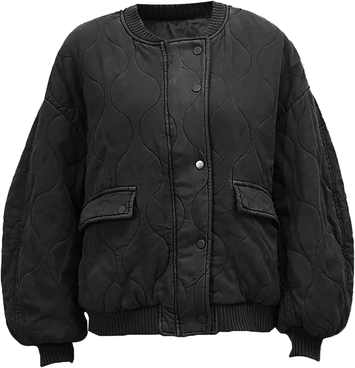 Womens Long-Sleeve Hooded Puffer Coat Jacket Loose Pocket Cotton Jacket Womens Winter Jacket Women Winter Jacket