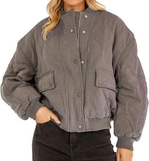 Womens Long-Sleeve Hooded Puffer Coat Jacket Loose Pocket Cotton Jacket Womens Winter Jacket Women Winter Jacket