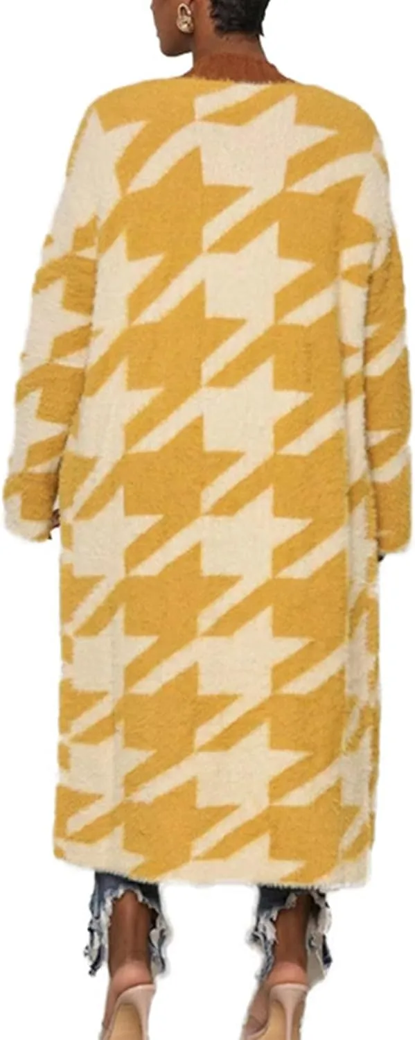 Women's Long Sleeve Open Front Cable Knit Cardigan Sweaters Fleece Lined Duster Coat Lightweight Outerwear