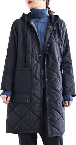 Women's Long Winter Puffer Coat Waterproof Warm Maxi Down Jacket with Pockets Hood Parka Overcoat 2024