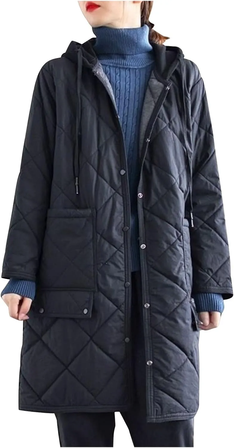 Women's Long Winter Puffer Coat Waterproof Warm Maxi Down Jacket with Pockets Hood Parka Overcoat 2024