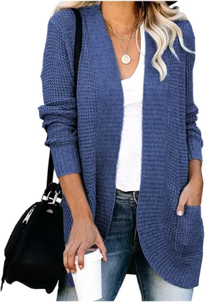 Womens Loose Open Front Cardigan Lightweight Long Sleeve Knit Sweaters Oversized Soft Sweatshirt