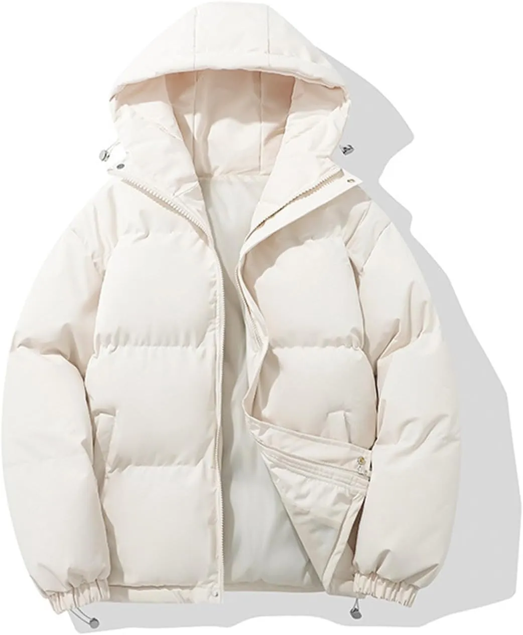 Womens Puffer Jackets Jacket Hooded Windproof Winter Coat with Recycled Insulation Winter Slim Short Hooded Warm