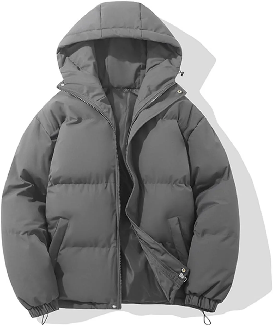 Womens Puffer Jackets Jacket Hooded Windproof Winter Coat with Recycled Insulation Winter Slim Short Hooded Warm