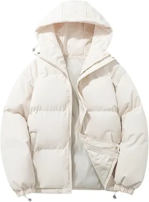 Womens Puffer Jackets Jacket Hooded Windproof Winter Coat with Recycled Insulation Winter Slim Short Hooded Warm