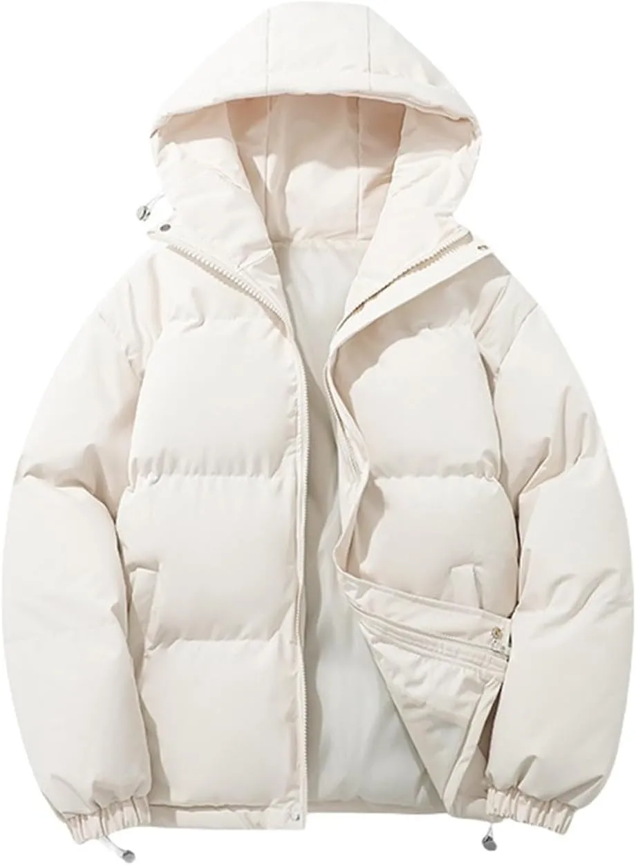 Womens Puffer Jackets Jacket Hooded Windproof Winter Coat with Recycled Insulation Winter Slim Short Hooded Warm