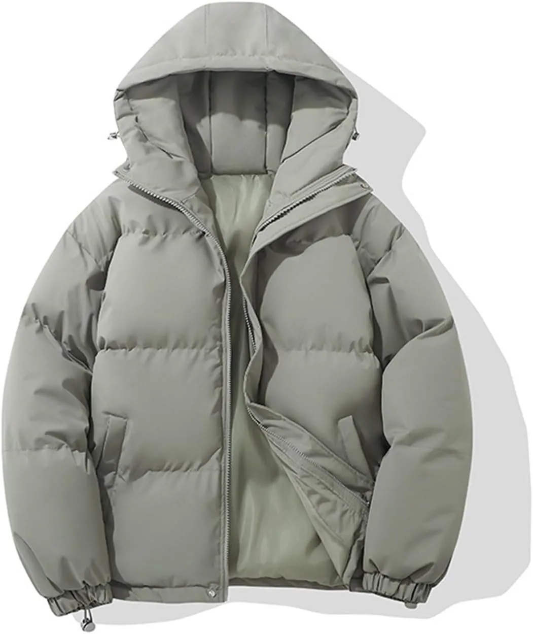 Womens Puffer Jackets Jacket Hooded Windproof Winter Coat with Recycled Insulation Winter Slim Short Hooded Warm