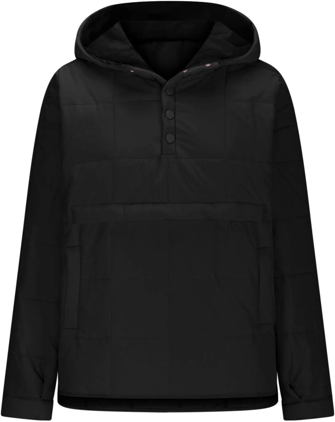 Women's Quilted Pullover Puffer Jackets Lightweight Button Outwear Winter Warm Oversized Packable Hooded Coat Tops