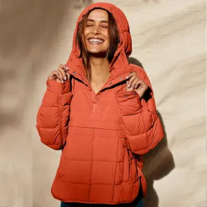 Women's Quilted Pullover Puffer Jackets Lightweight Button Outwear Winter Warm Oversized Packable Hooded Coat Tops