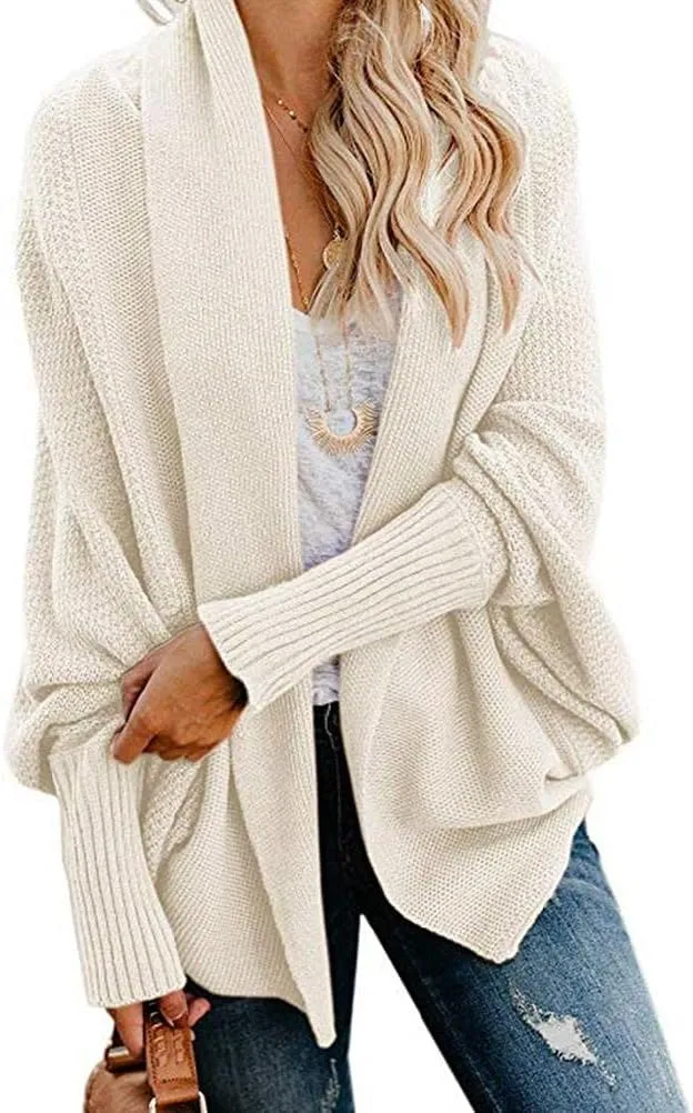 Women's Sweaters Cardigan Oversized Chunky Knit Kimono Slouchy Wrap Batwing Open Front Outwear Coat