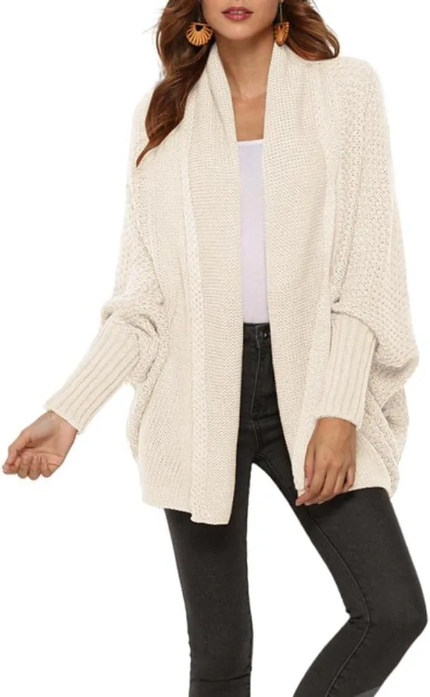 Women's Sweaters Cardigan Oversized Chunky Knit Kimono Slouchy Wrap Batwing Open Front Outwear Coat