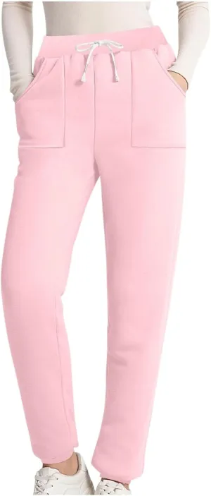 Womens Sweatpants Fleece Sherpa Lined Sweatpants with Pocket Thermal Leggings Winter Warm Sherpa Lined Joggers