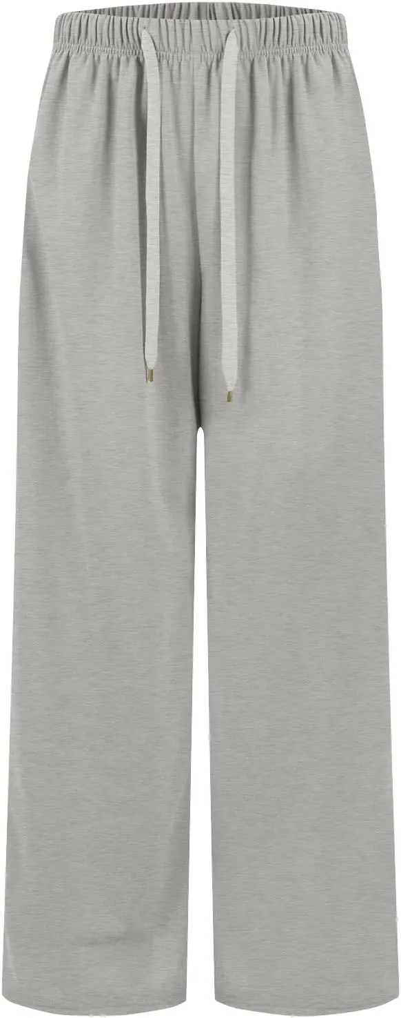 Womens Tall Sweatpants Loose Fit Wide Leg Joggers with Pockets Business Casual Comfy High Wasited Sweat Pants Preppy