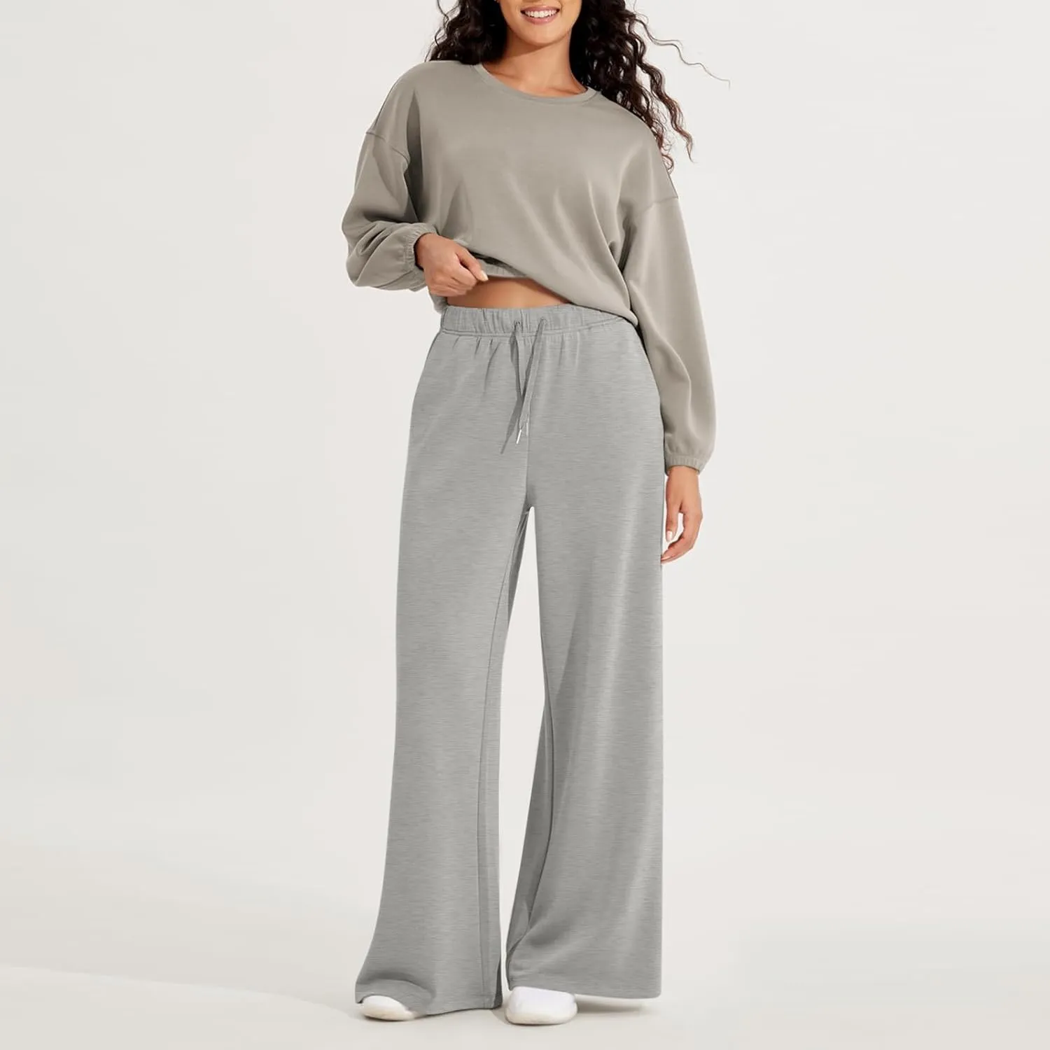 Womens Tall Sweatpants Loose Fit Wide Leg Joggers with Pockets Business Casual Comfy High Wasited Sweat Pants Preppy