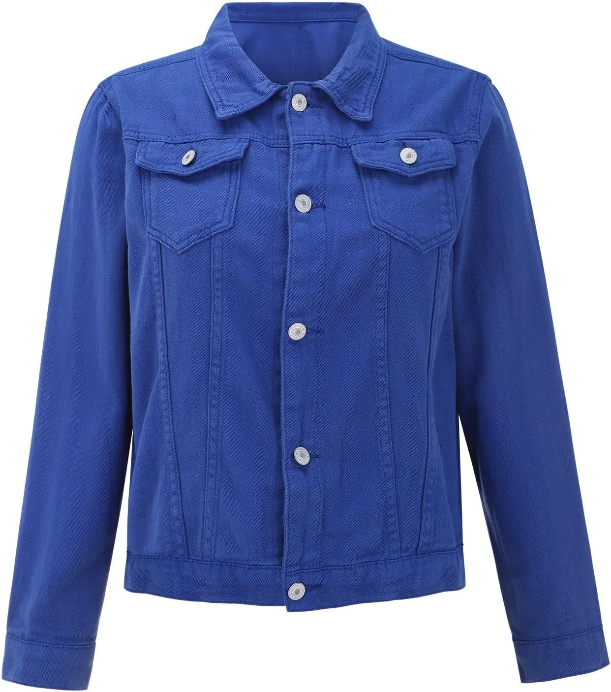 Womens Vintage Cropped Denim Jackets Long Sleeve Button Down Casual Slim Fitted Distressed Jean Jackets Outerwear